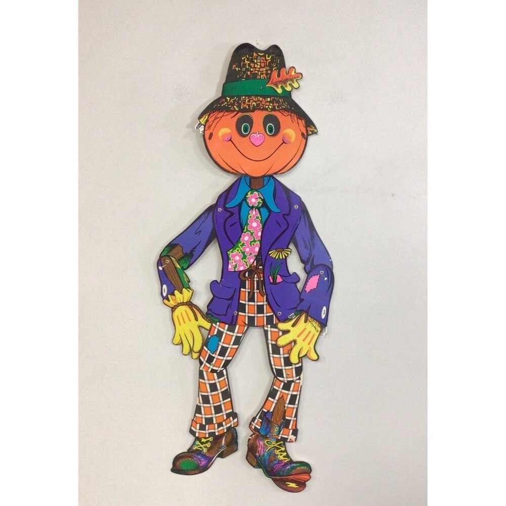 Vintage Beistle 1975 Large Jointed Scarecrow Pumpkin Die Cut Out